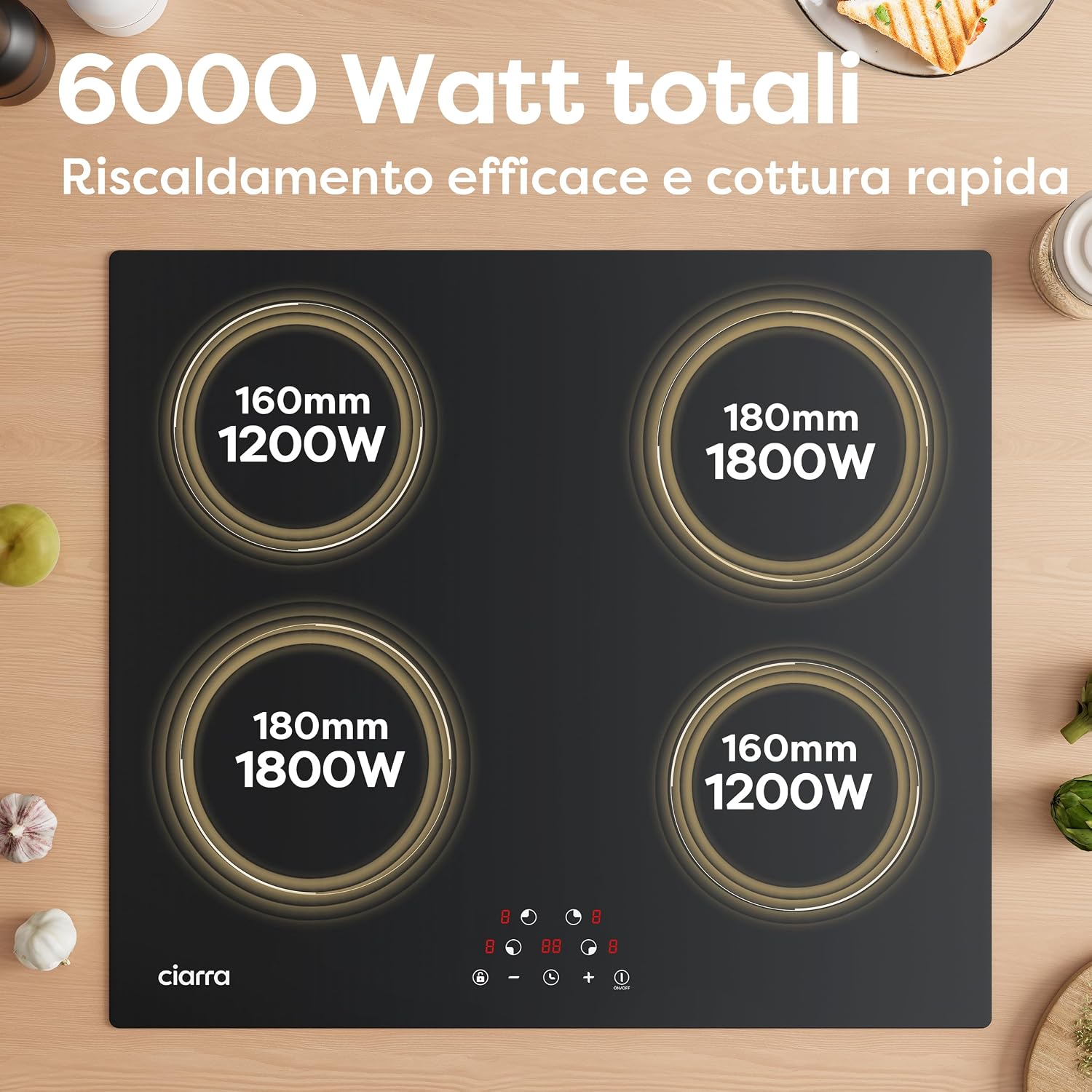 Detalle de CIARRA Piano Cottura a Induzione 60 cm 4 Fuochi da Incasso 6000W