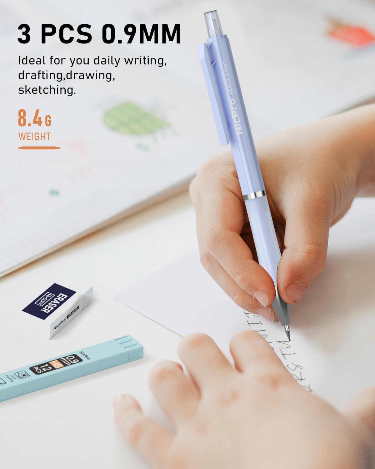 Thumbnail 5 de Nicpro 3 pièces porte-mines 0,9 mm pastel ✏️