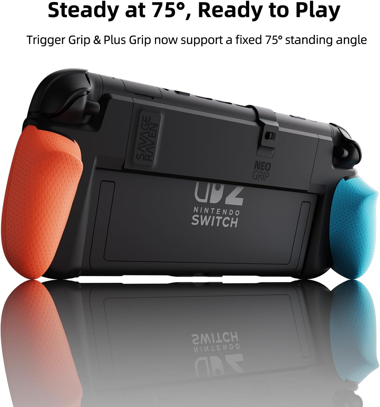 Detalle de Savage Raven NeoGrip for Nintendo Switch 2 — Ergonomic, Interchangeable Grips in Neon Blue & Neon Red