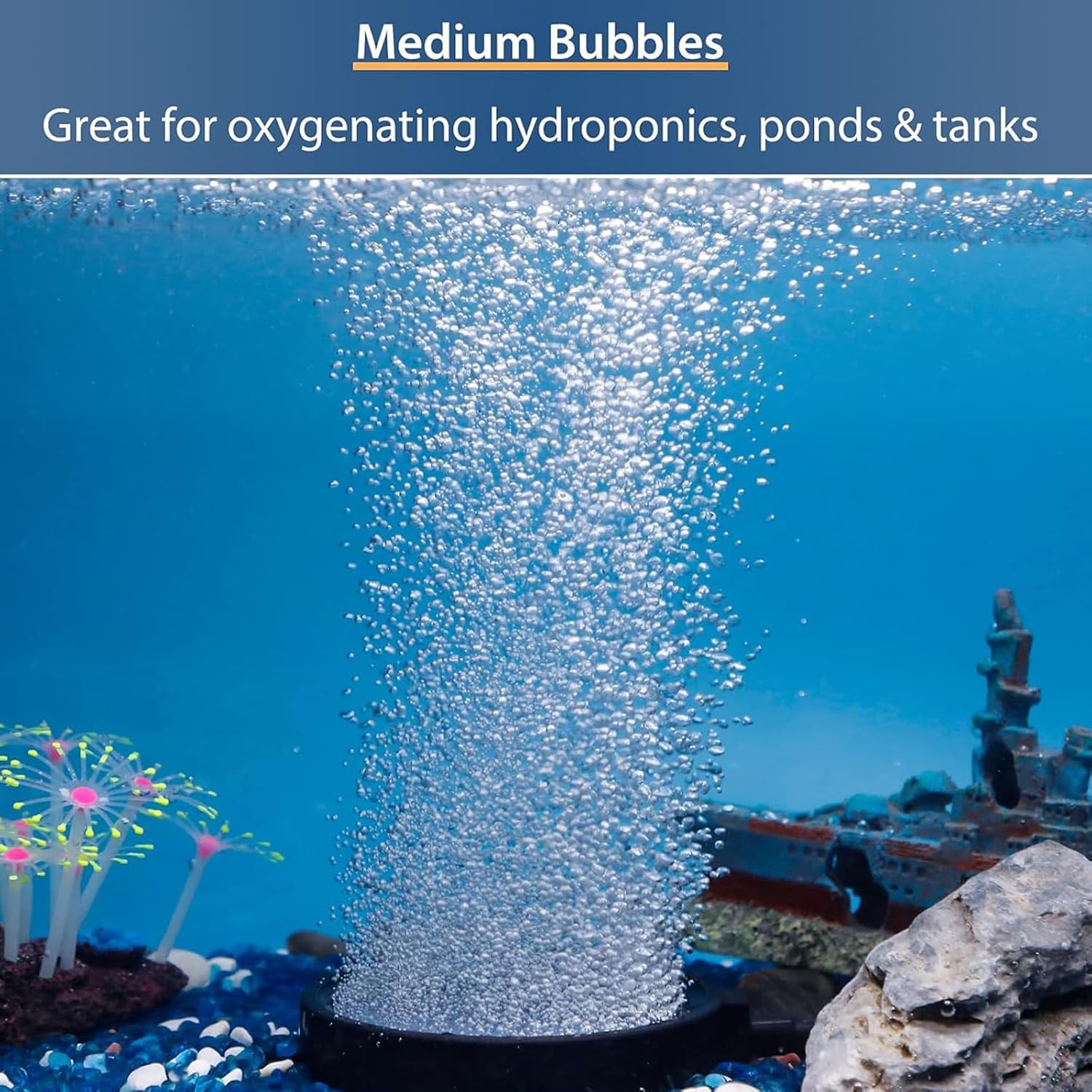Detalle de YUDOTE Aquarium Air Stone Disk 10cm Bubble Diffuser (Pack of 2) for Oxygenation