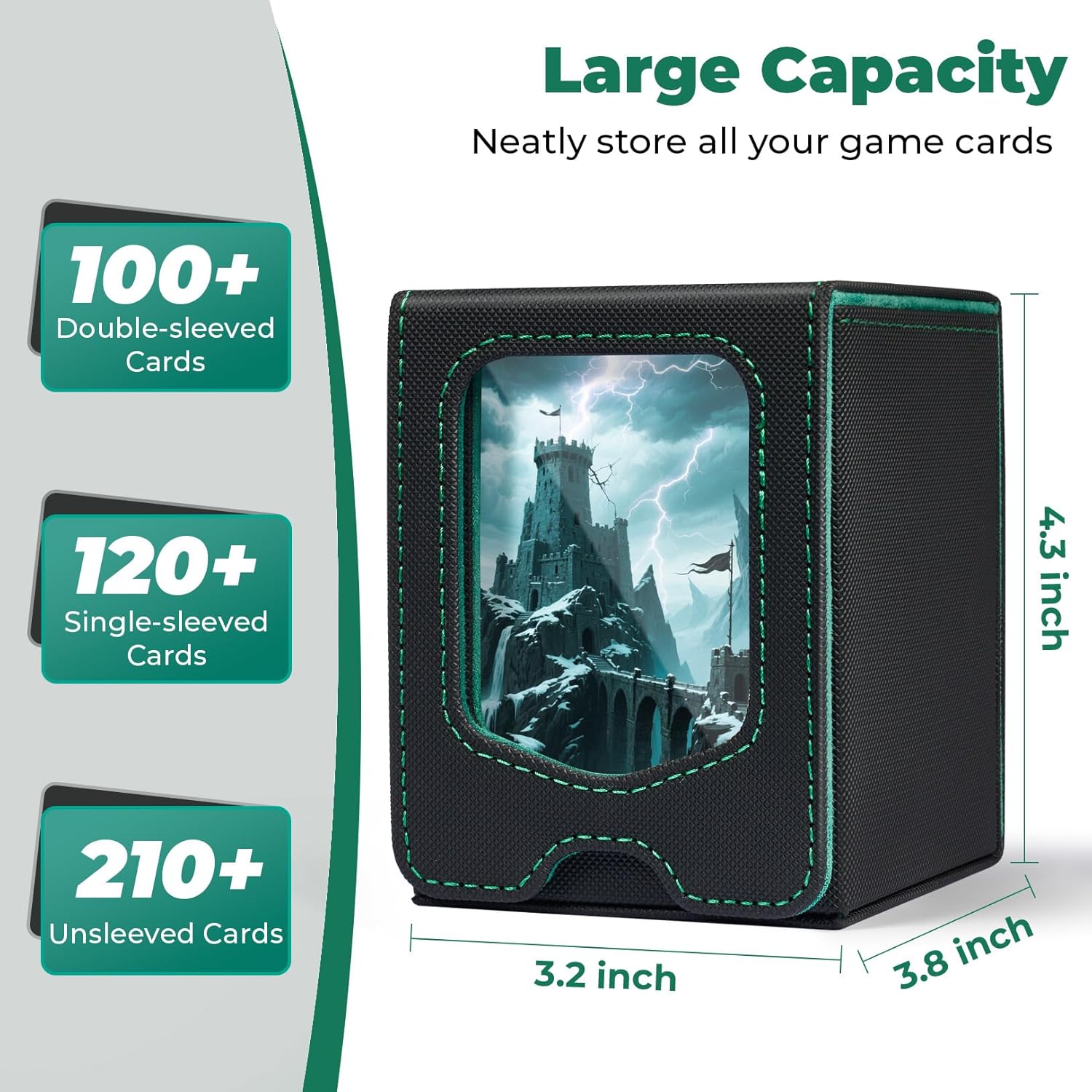Detalle 2 de Fabmaker 4 Pack Deck Box: Magnetic MTG Commander Storage, 210+ Cards, 6 Color Options