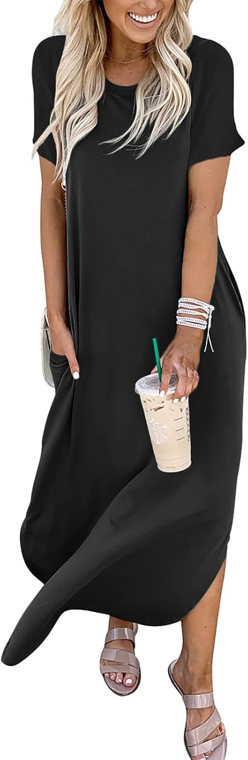 Detalle de ANRABESS Womens Summer Maxi Dress: Casual Loose T Shirt Dress for Beach Days