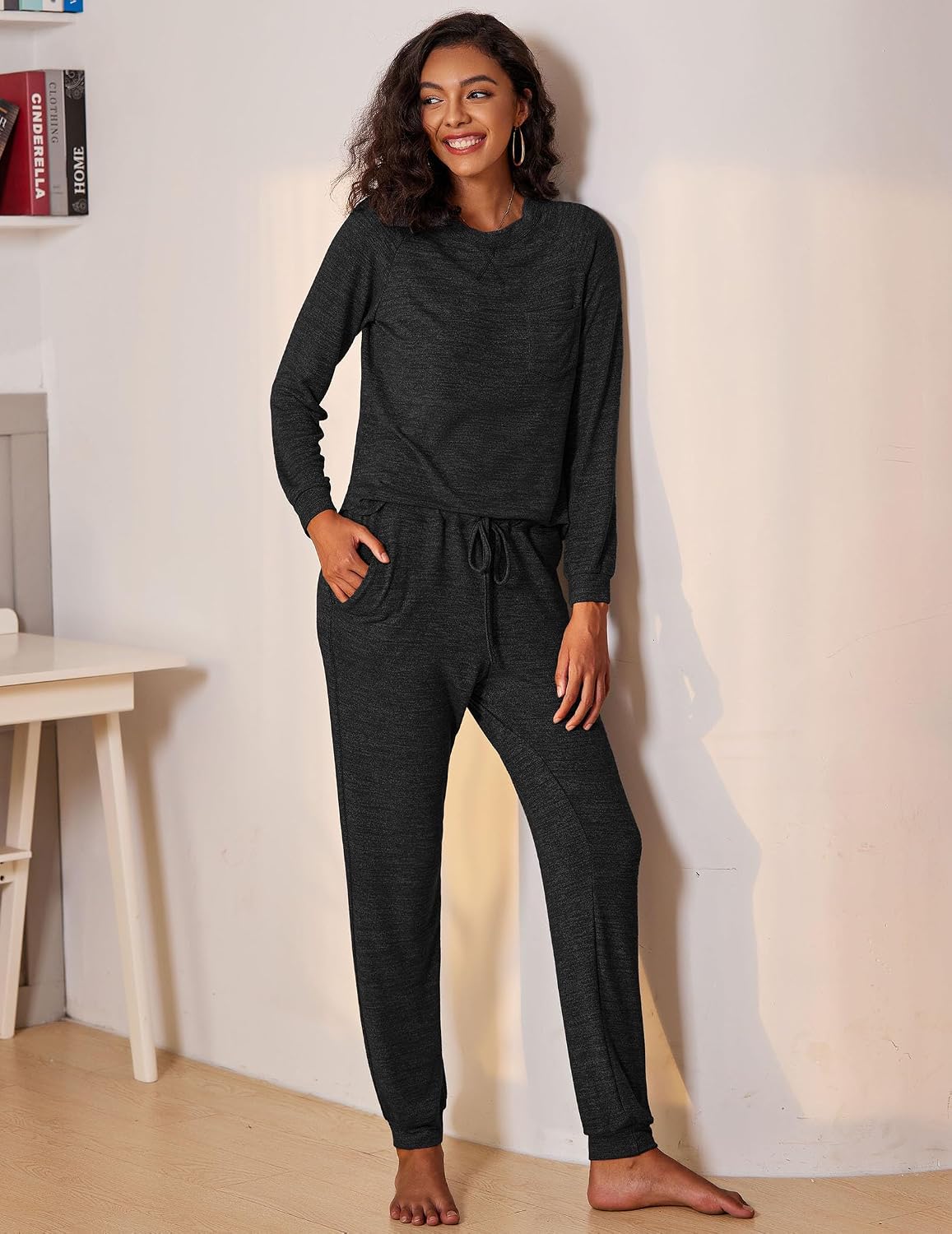 Thumbnail 2 de Ekouaer Damen Schlafanzug Lang – weiches Pyjama-Set mit Taschen, Zweiteiler (S–XXL)