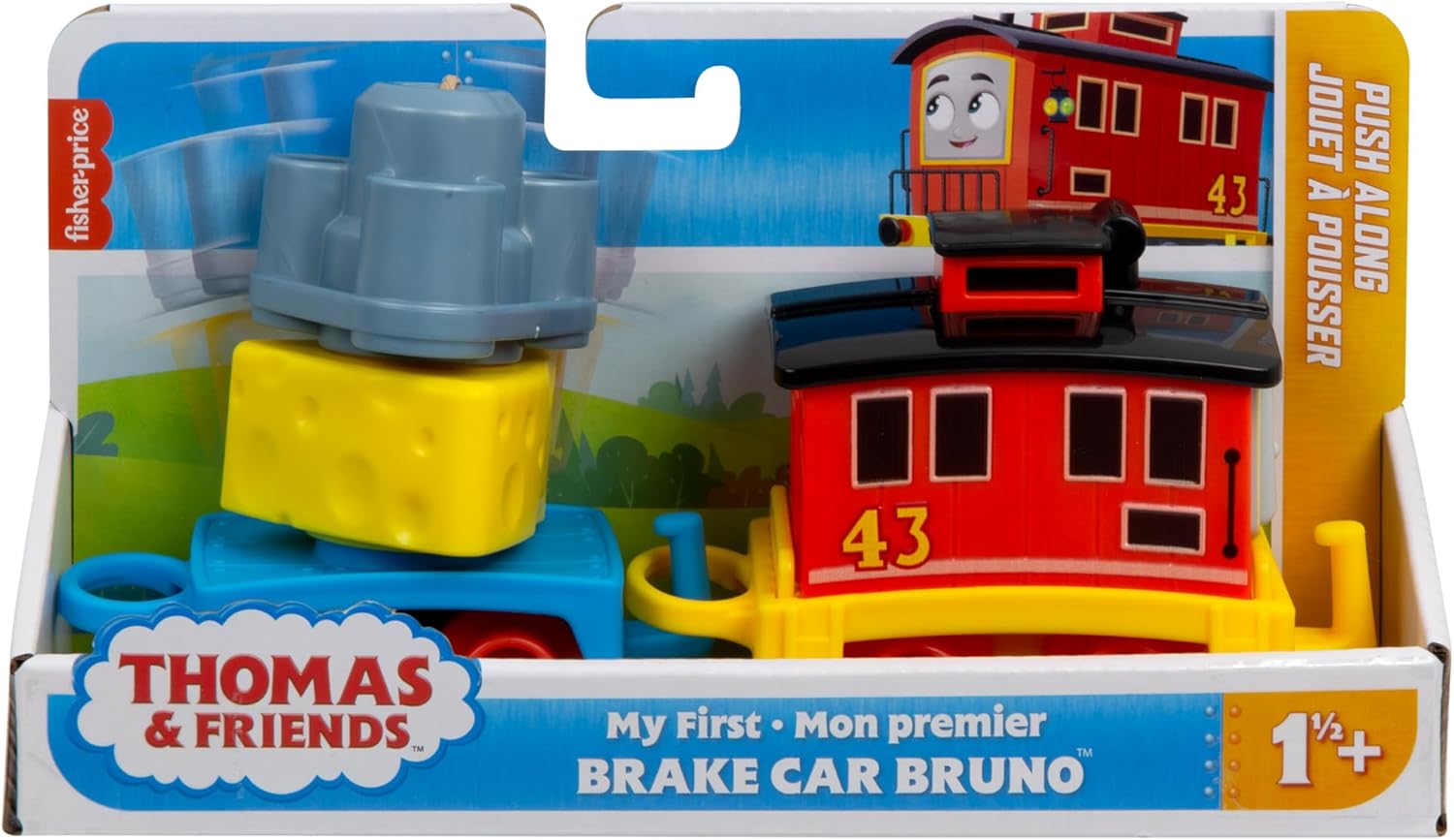 Detalle de Thomas & Friends Il mio Primo Bruno la Carrozza Frenante: locomotiva a spinta con carico impilabile (HXP56)