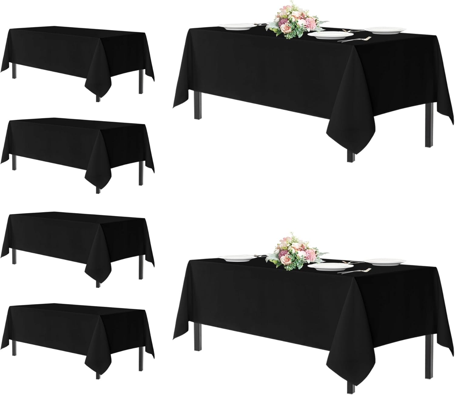Detalle de sancua Black Rectangle Tablecloths, 6-Pack, 60 x 120 Inches, Polyester