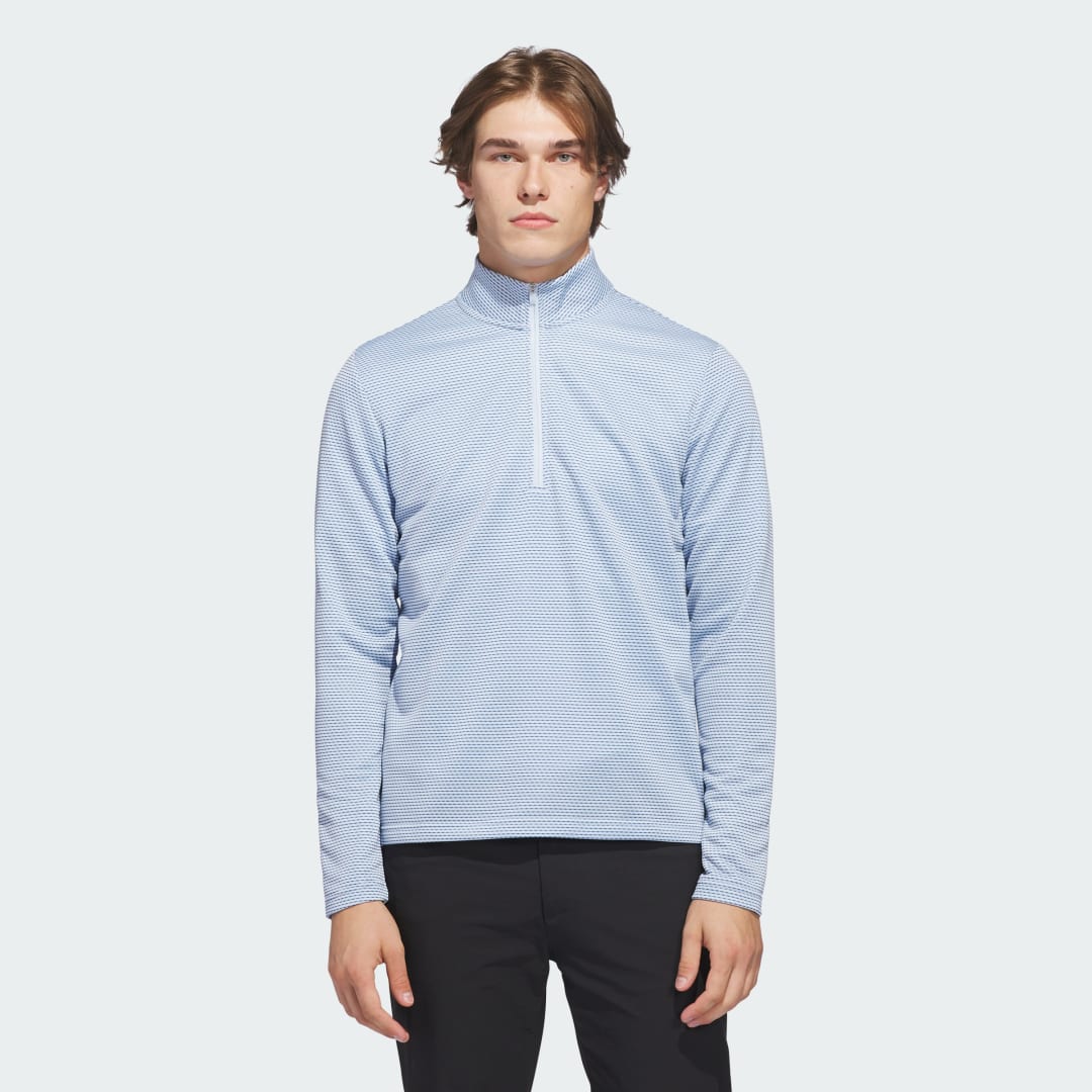Detalle de Sudadera Performance Printed Quarter-Zip de Adidas – azul, para entrenamiento y uso diario