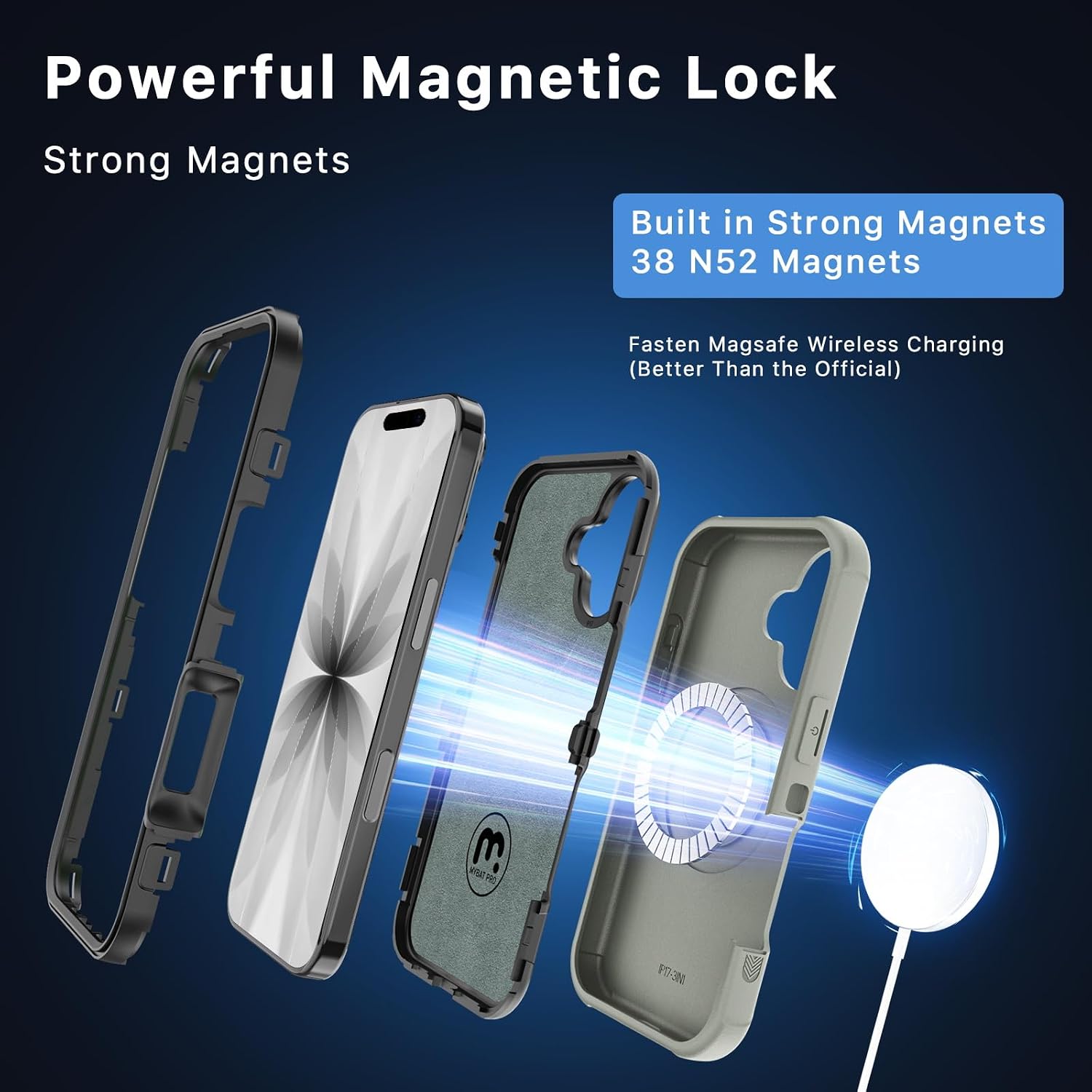 Detalle de M MYBAT PRO Maverick Series Case for iPhone 17 with Belt Clip Holster, MagSafe + Screen Protector