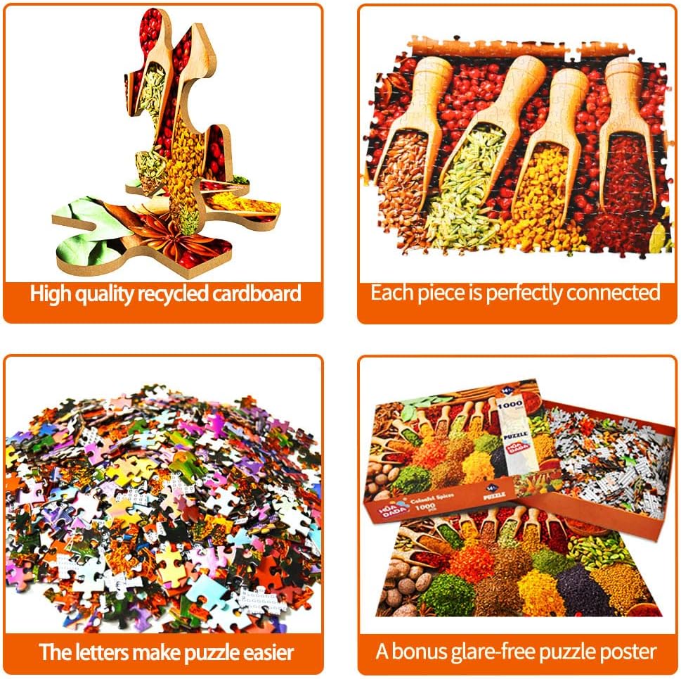 Detalle de HUADADA 107 1000-Piece Jigsaw Puzzle, Colorful Spices, 27.6 x 19.7 in.