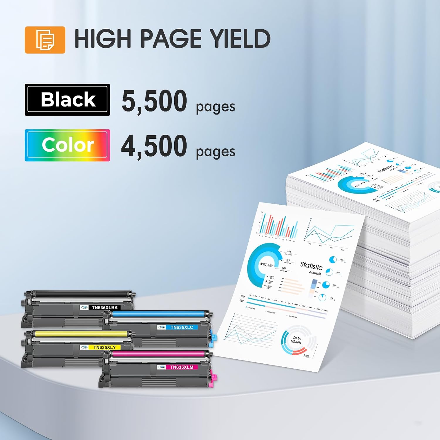 Detalle de Cool Toner TN635XL Toner Cartridge Set, 4-Pack High-Yield Color Laser Toner
