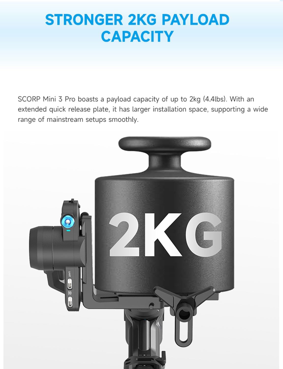Thumbnail 4 de FeiyuTech SCORP Mini-3-Pro 4-en-1 cardan stabilisateur (3 axes) avec IA intégrée et poignée détachable, charge utile 2 kg