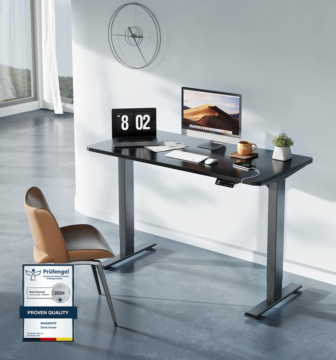 Thumbnail 2 de MAIDeSITe T2 Pro Dual Motor Adjustable Height Standing Desk Frame (Black) with memory smart panel