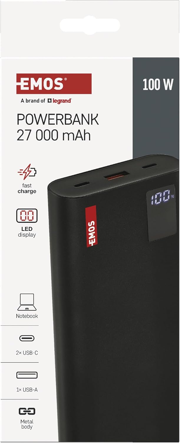 Detalle 2 de EMOS NTBF30 – powerbank 27 000 mAh, USB-C PD 100 W i ładowanie przelotowe