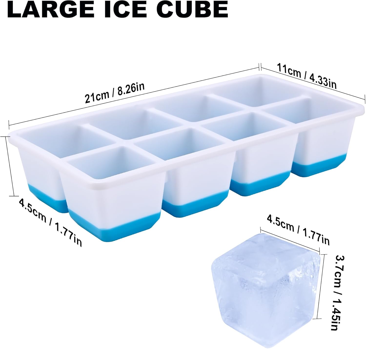 Thumbnail 5 de Large Ice Cube Tray with Lid – 3 Pack for Jumbo 4.5cm Ice Cubes