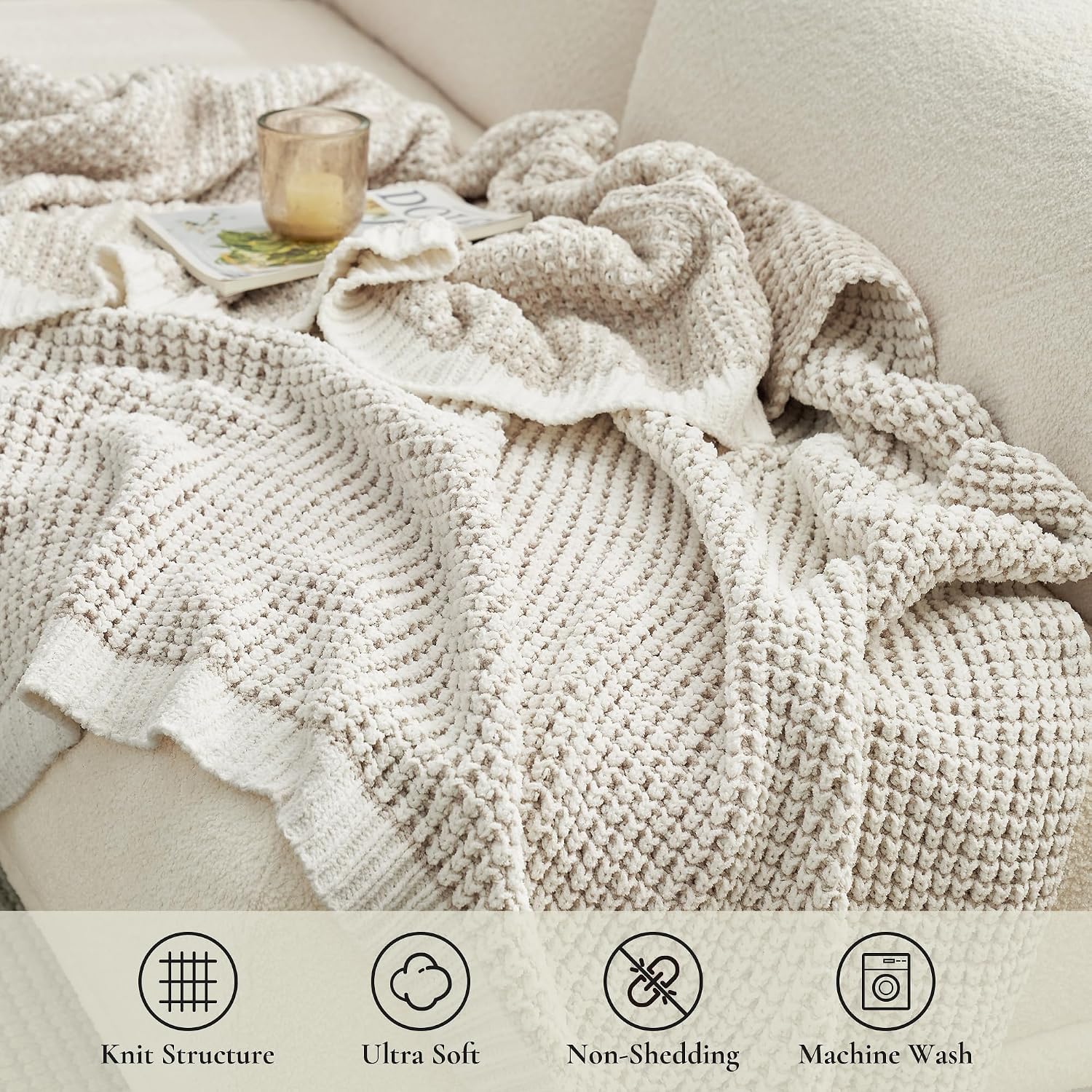 Thumbnail 4 de Amélie Home Waffle Chenille Throw 50x60