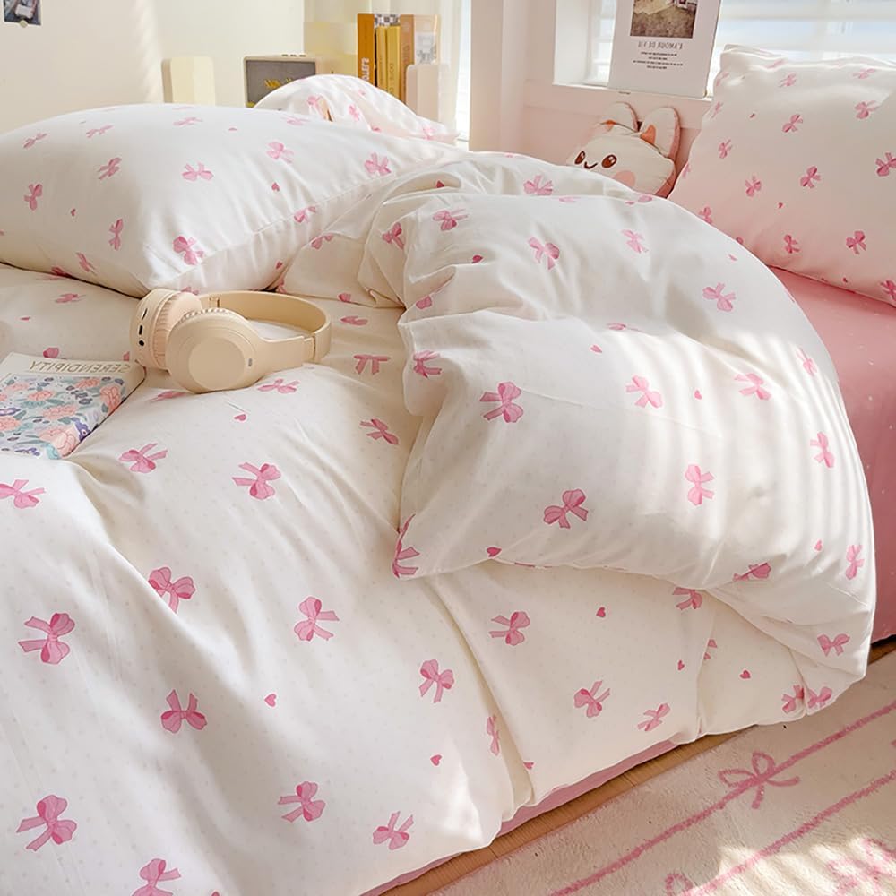 Thumbnail 6 de Covebett Bettwäsche 135x200 Mädchen Weiß Rosa Schleifen