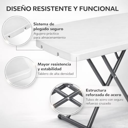 Thumbnail 3 de Mesa Plegable Ajustable en Altura 49-74 cm de T-LOVENDO.ES – 77x50 cm, con estructura de acero y pies antideslizantes
