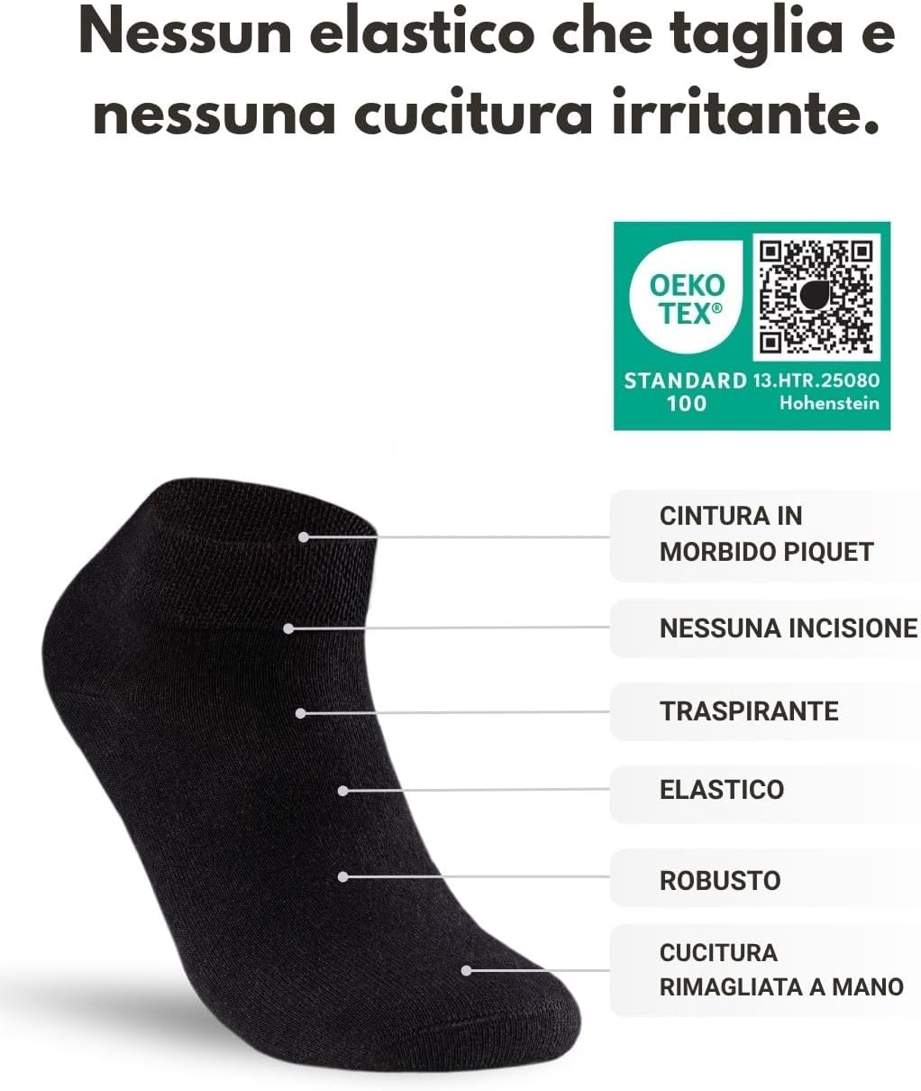 Thumbnail 2 de sockenkauf24 - 10 paia calzini da ginnastica diabetici senza elastico né cuciture, per uomo e donna