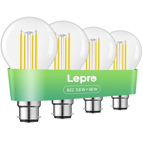 Imagen de Lepro Bayonet Light Bulb A-Rated 3.8W LED (B22), 806lm, 2700K Warm White, 4-pack en OfertitasTOP