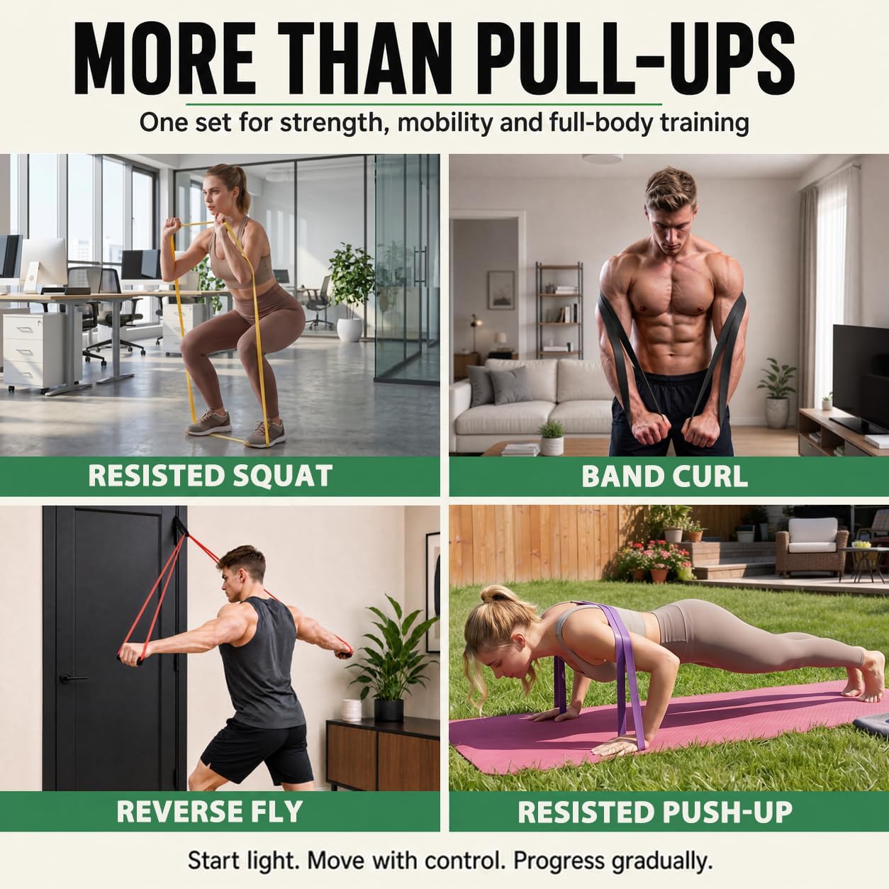 Thumbnail 6 de WHATAFIT Resistance Bands Pull-Up Assist Set with Handles & Door Anchor