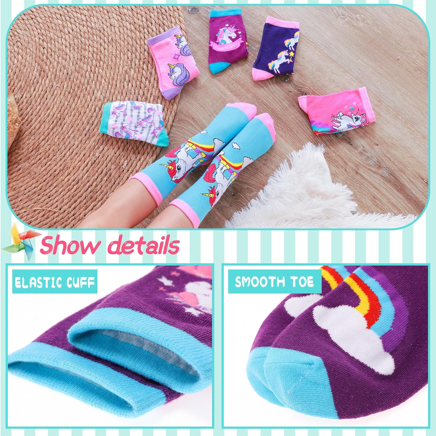 Thumbnail 1 de EBMORE Girls cotton socks 6 pack
