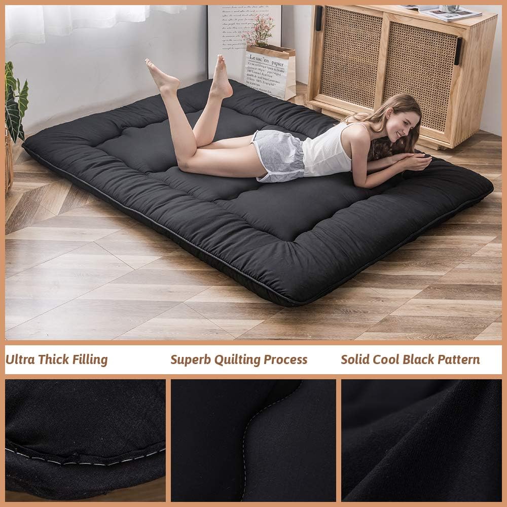 Thumbnail 3 de MAXYOYO Japanese Floor Mattress Futon, 4" Thick Foldable Tatami-Style Pad (Full, Black)