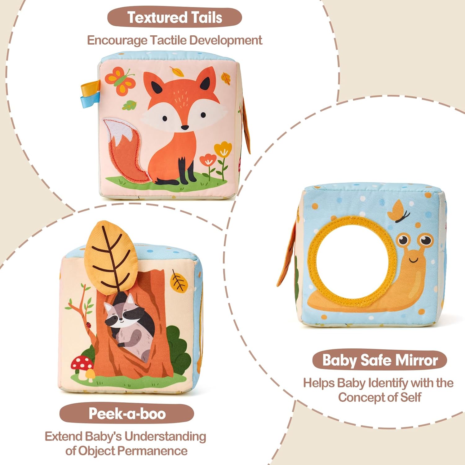 Detalle 2 de hahaland Baby Tissue Box Toy sensory toy for 6 months