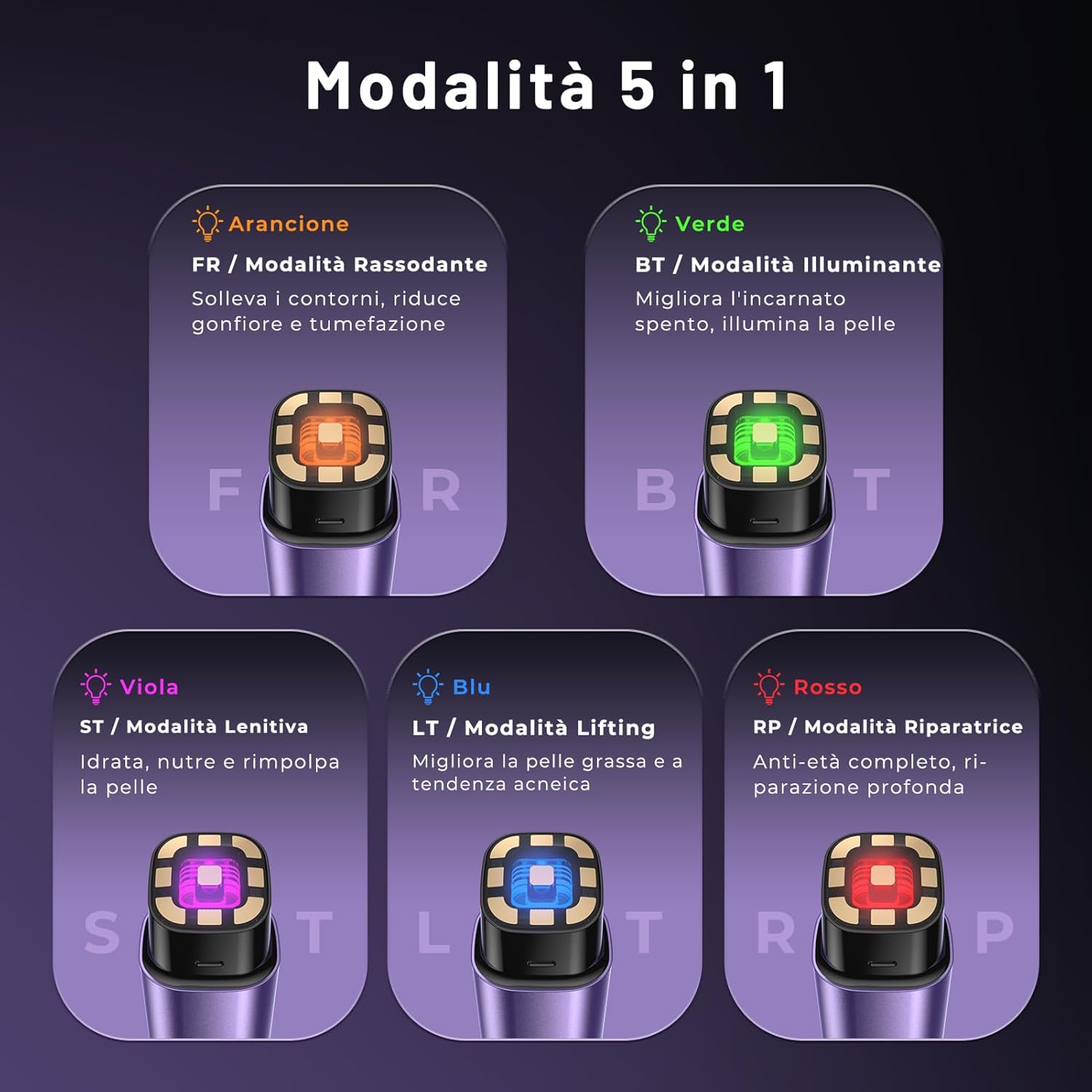 Thumbnail 2 de Radiofrequenza Viso Professionale con Microcorrente e LED – Massaggiatore Viso Viola