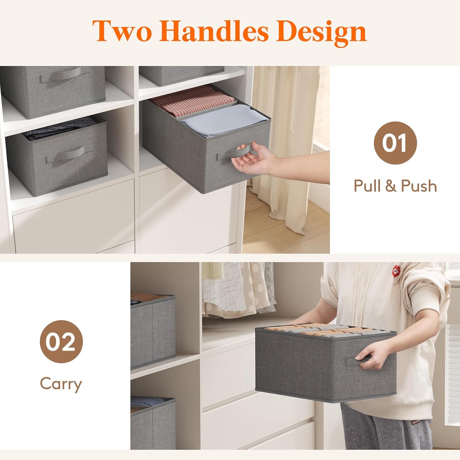 Detalle de Lifewit LH24233.01FG.V1.M01 Wardrobe Organiser Boxes, Set of 4, Foldable