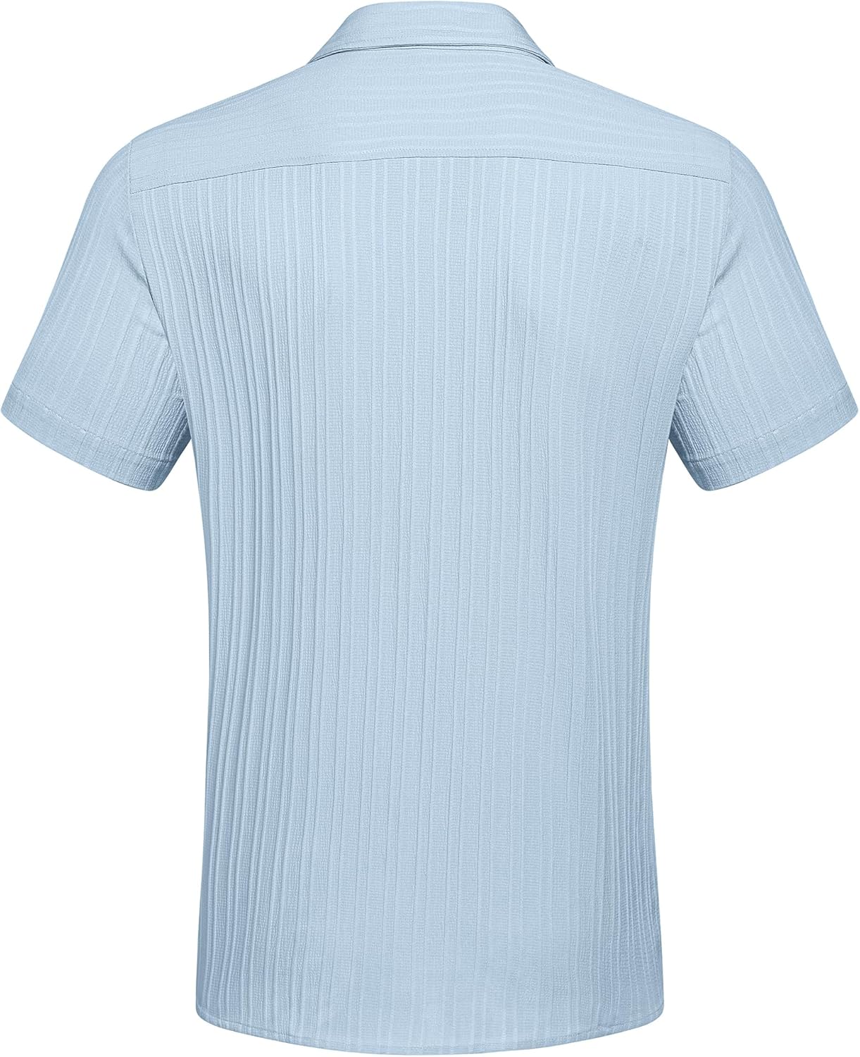 Detalle de COOFANDY Men's Casual Short Sleeve Button-Down Shirt with Textured Fabric and Chest Pocket