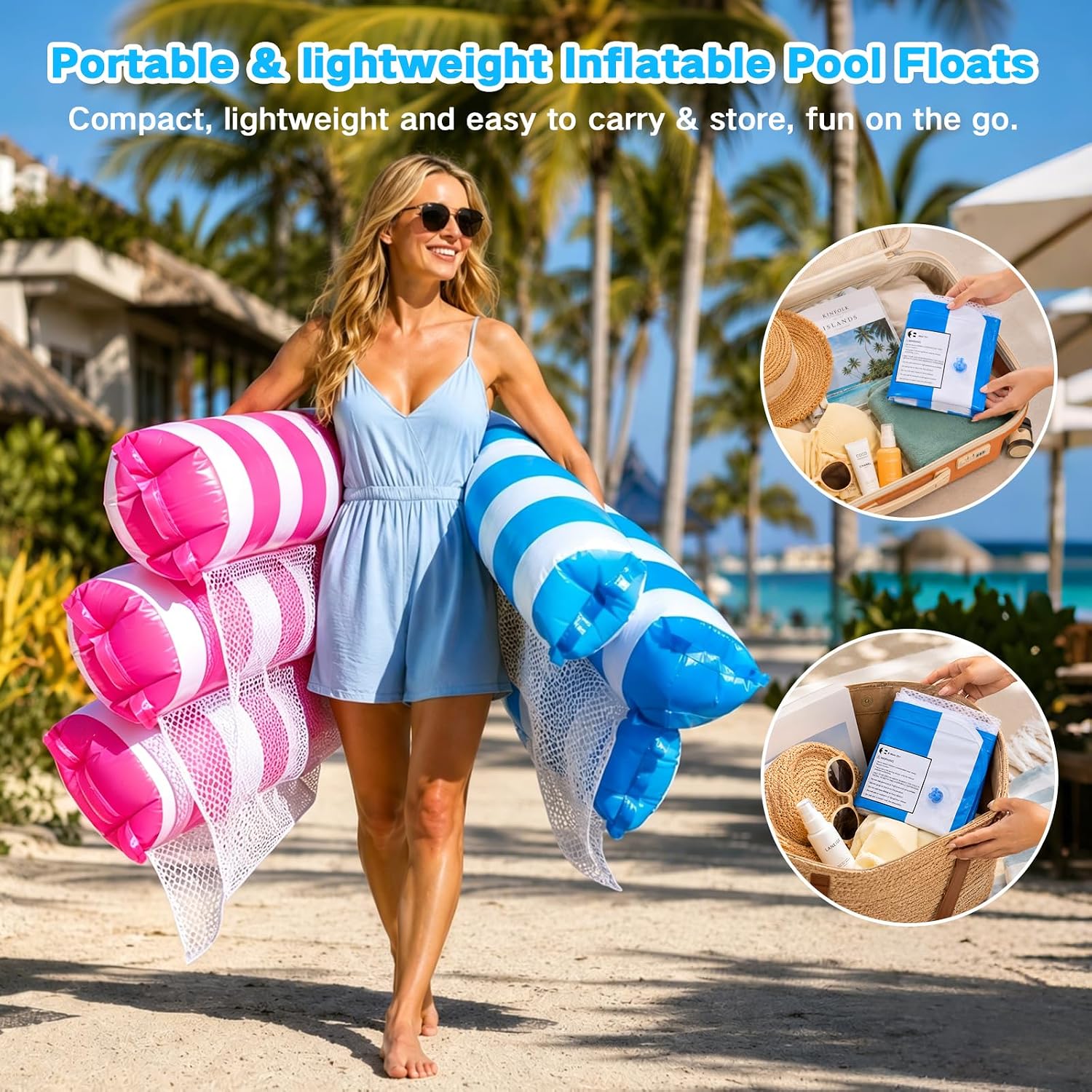 Thumbnail 4 de Wudyfei 4-in-1 Inflatable Pool Chair (2 Pack) – Blue & Red, Air Pump Included