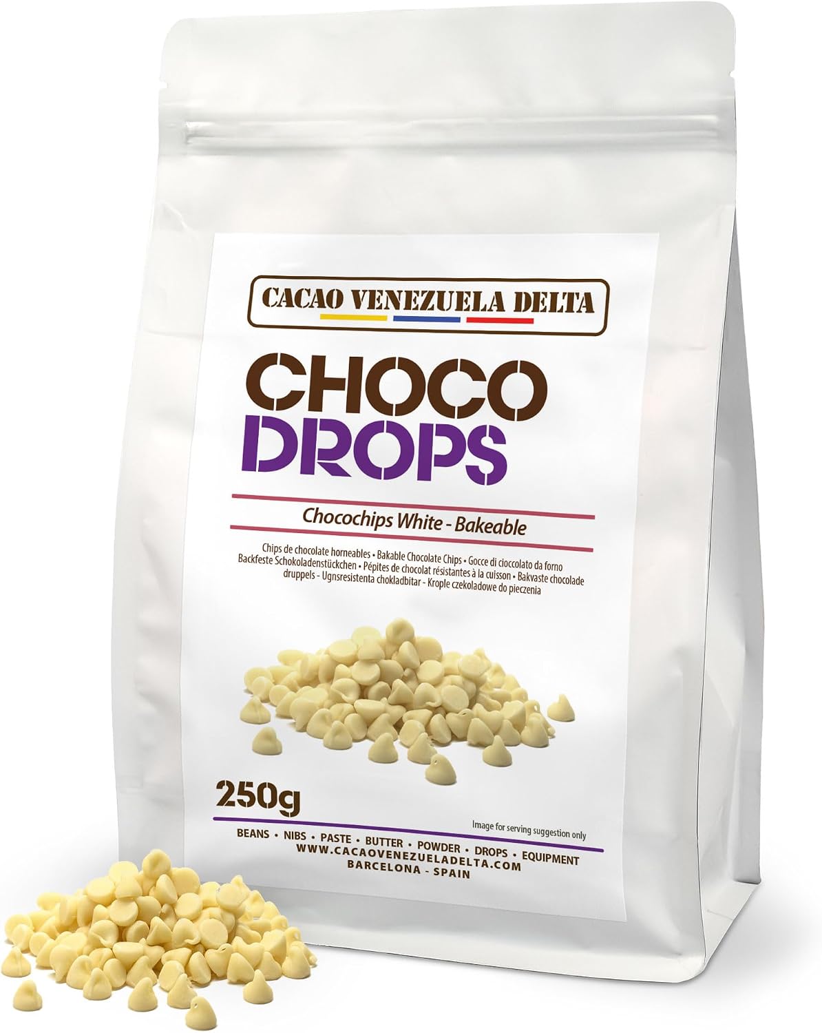 Cacao V Delta Pepitas Chocolate Blanco 250 g para Repostería