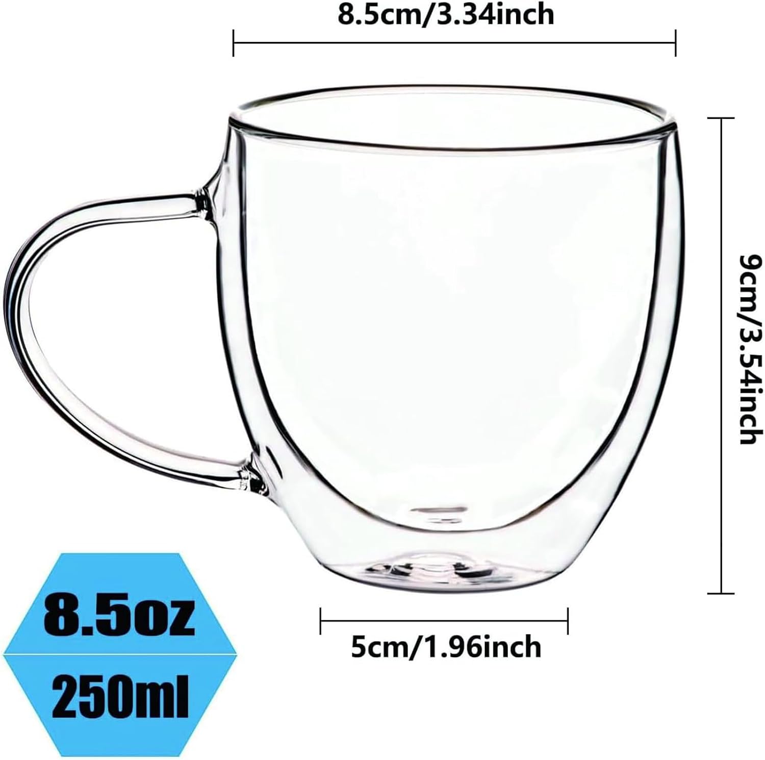 Detalle de SCJHMY Double-Walled Glass Coffee Mugs, 8 oz