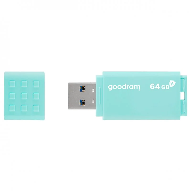 Detalle 2 de Goodram Ume3 Care 64 GB, memoria USB 3.0 turquesa con tecnología Biomaster