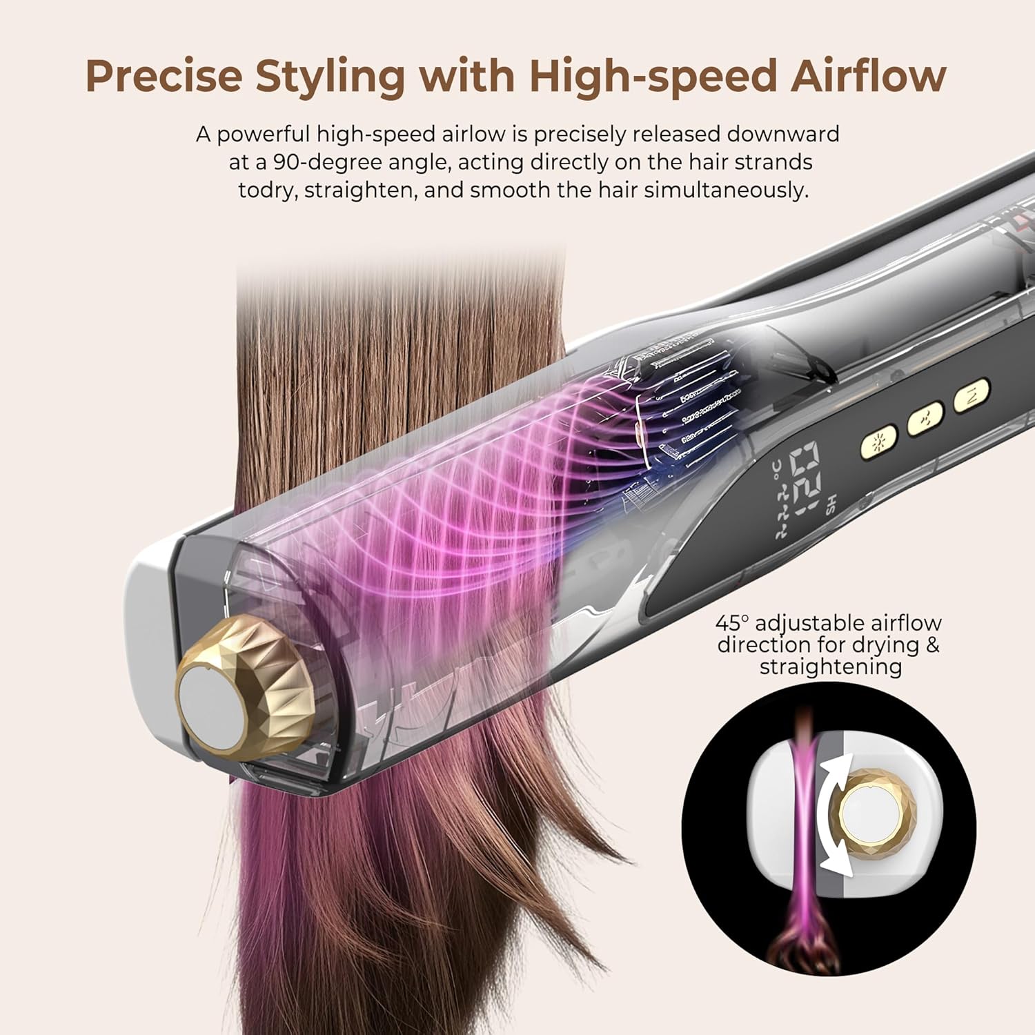 Thumbnail 5 de UKLISS Sèche-Cheveux Lisseur 3 en 1 – Pro Lisseur à Air Ionique et Plasma Coiffage Mouillé à Sec