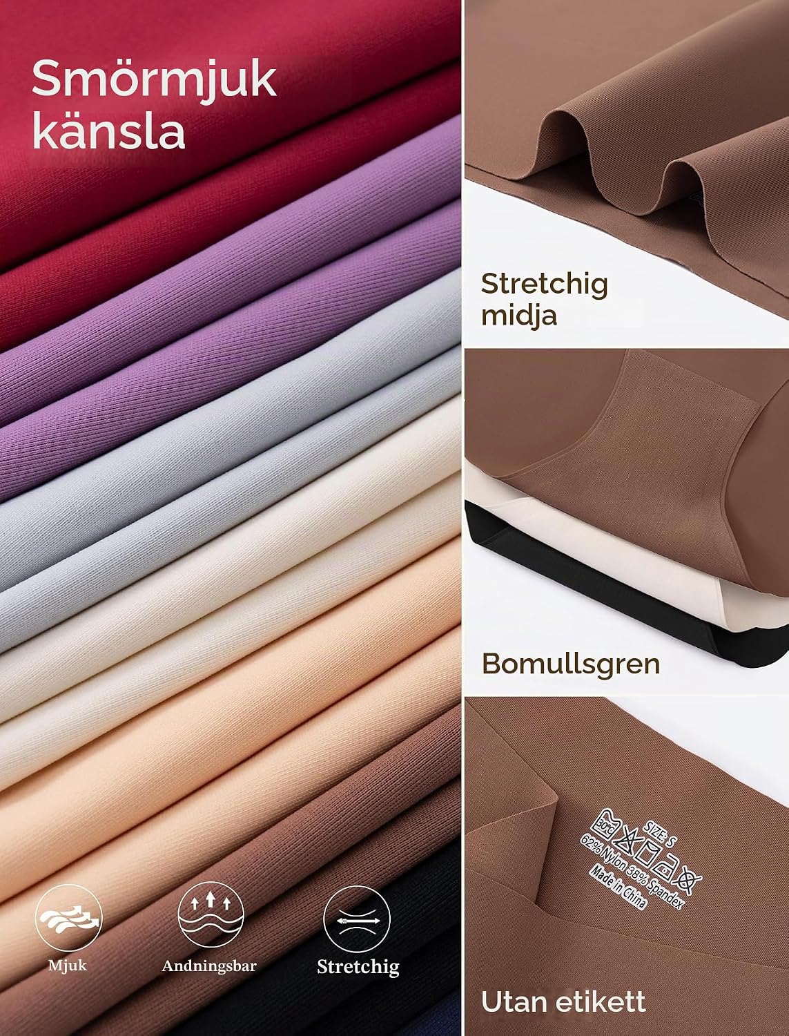Detalle 1 de VOENXE sömlösa bikinitrosor, 5-pack med mjuk känsla och hipstermodell