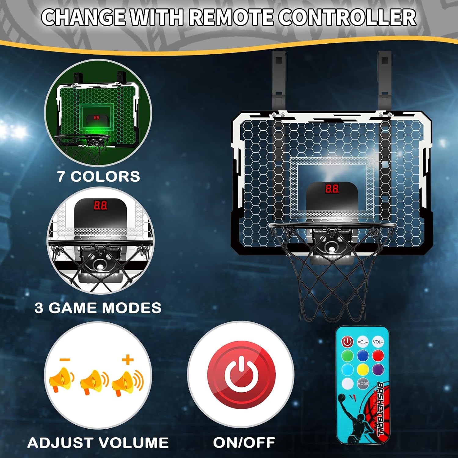Thumbnail 6 de QDRAGON Indoor Mini Basketball Hoop 7-LED
