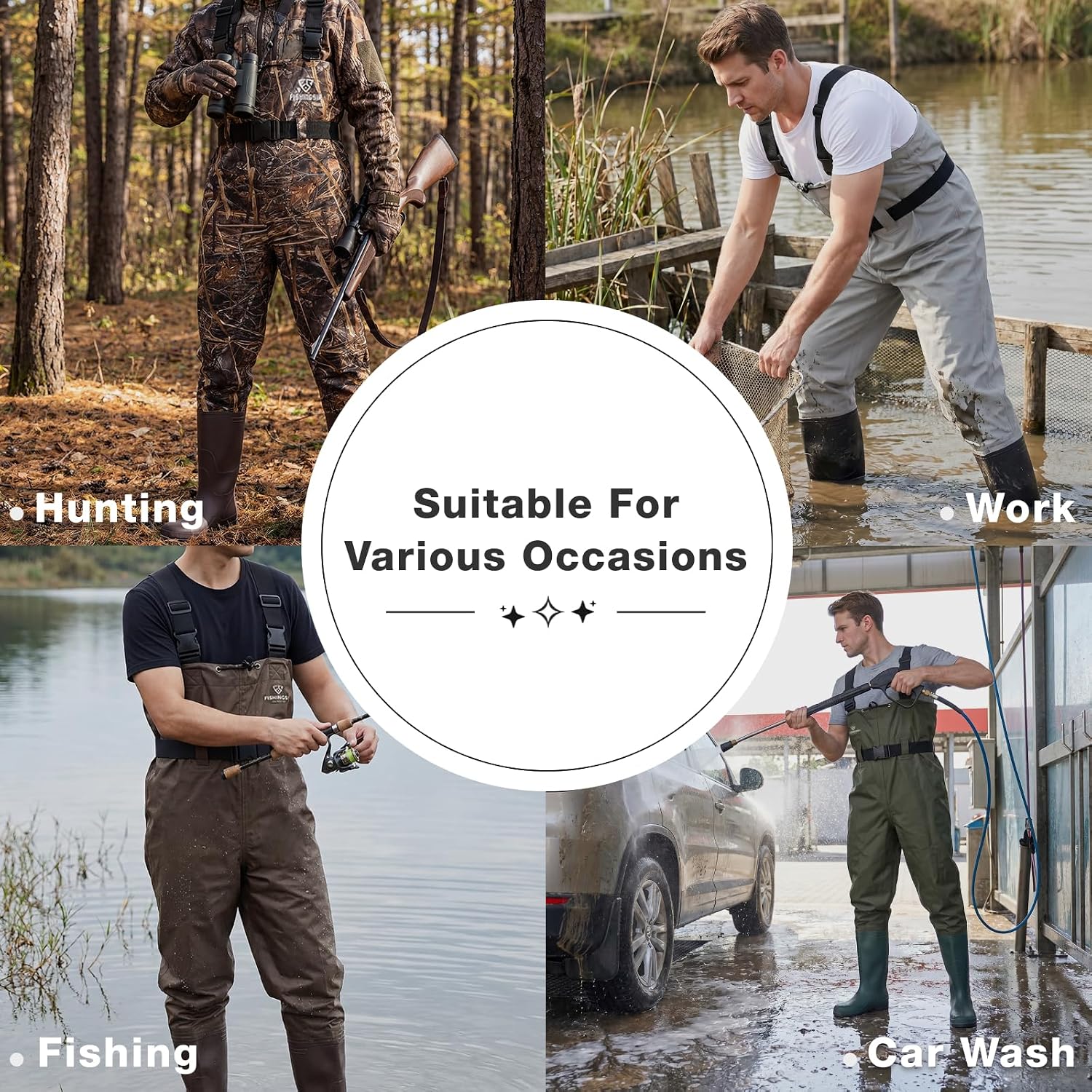 Thumbnail 5 de FISHINGSIR Waterproof Chest Waders with Boots, 2-Ply Nylon/PVC