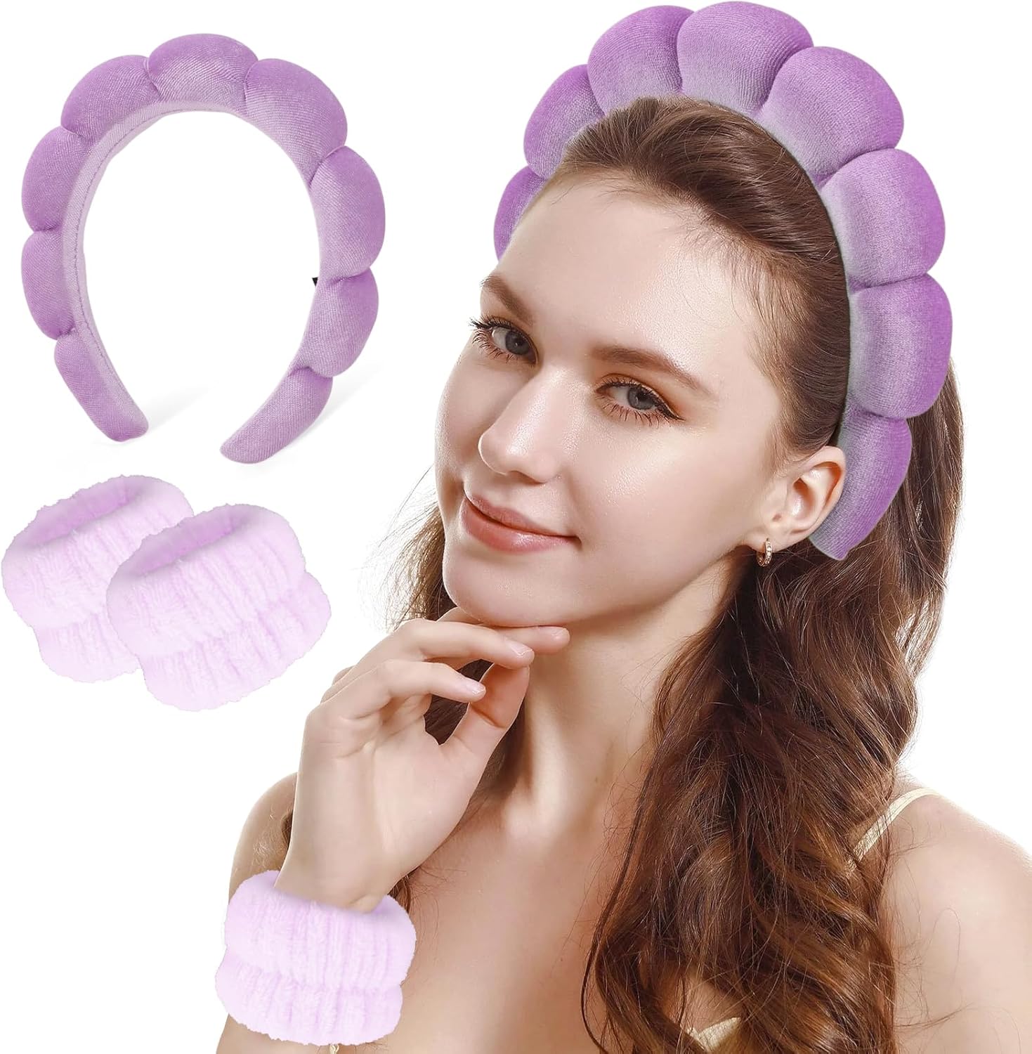 Thumbnail 1 de DRESHOW Spa Headband and Wristband Set for Face Washing and Skincare