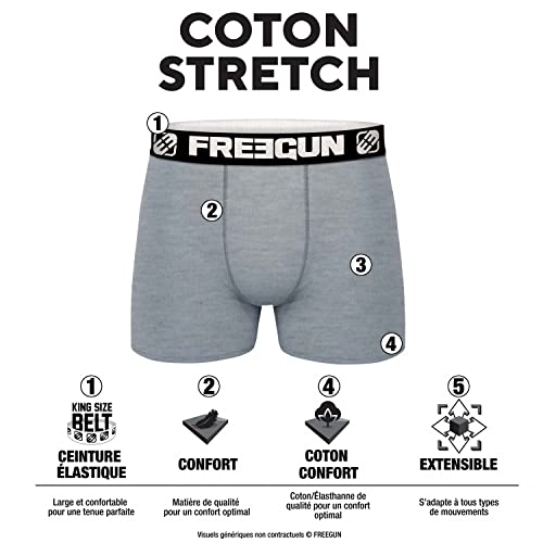 Thumbnail 1 de FREEGUN Caleçon Boxer Homme Coton Lot de 6 – Noir, Taille L