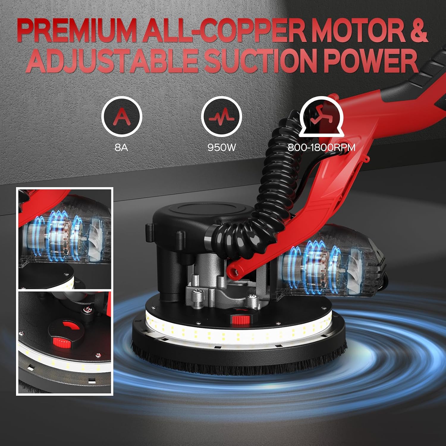Thumbnail 2 de IMQUALI IM008R Drywall Sander, 8-Amp, Variable Speed, LED Light