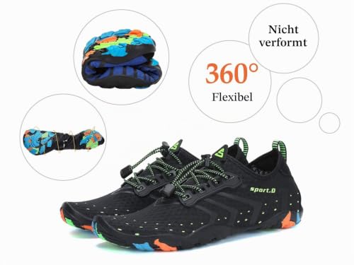Thumbnail 6 de SAGUARO Badeschuhe Herren & Damen Barfuß Aquaschuhe – Barfußschuhe mit rutschfester Sohle, Schwarz, Gr. 44