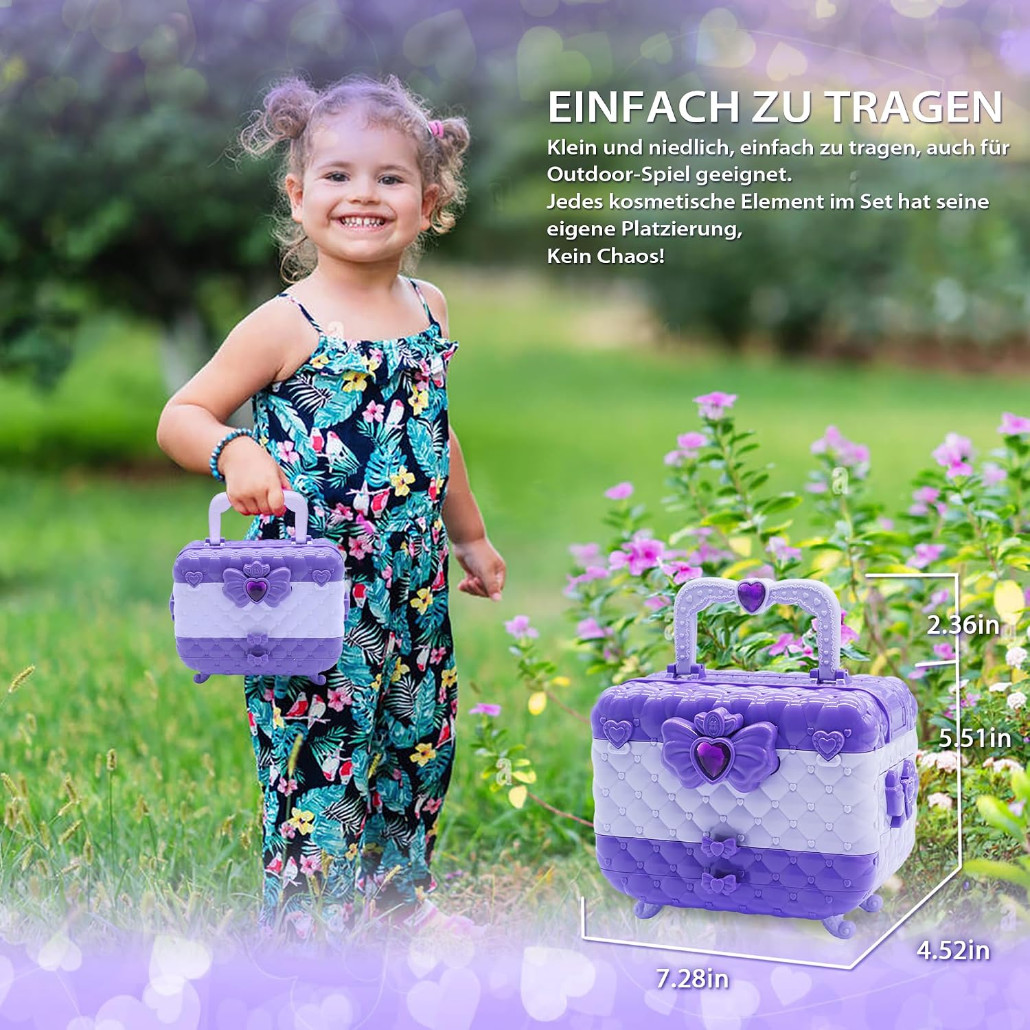 Detalle 2 de Kinderschminke Set Make-up Set „Dark Light Purple“ – 57-teiliges Kinder-Schminkkoffer-Spielzeug für Mädchen (4–12 Jahre)
