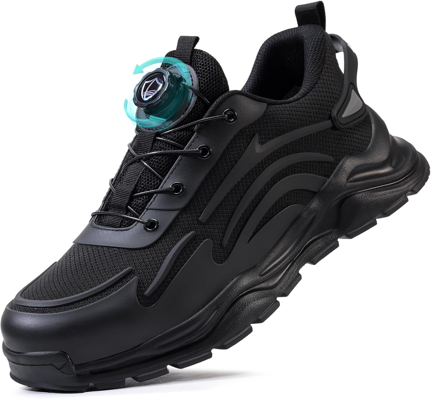 Detalle de GUSAYEX Steel Toe Cap Trainers for Men – Lightweight Breathable Work Shoes with Swivel Buckle Laces