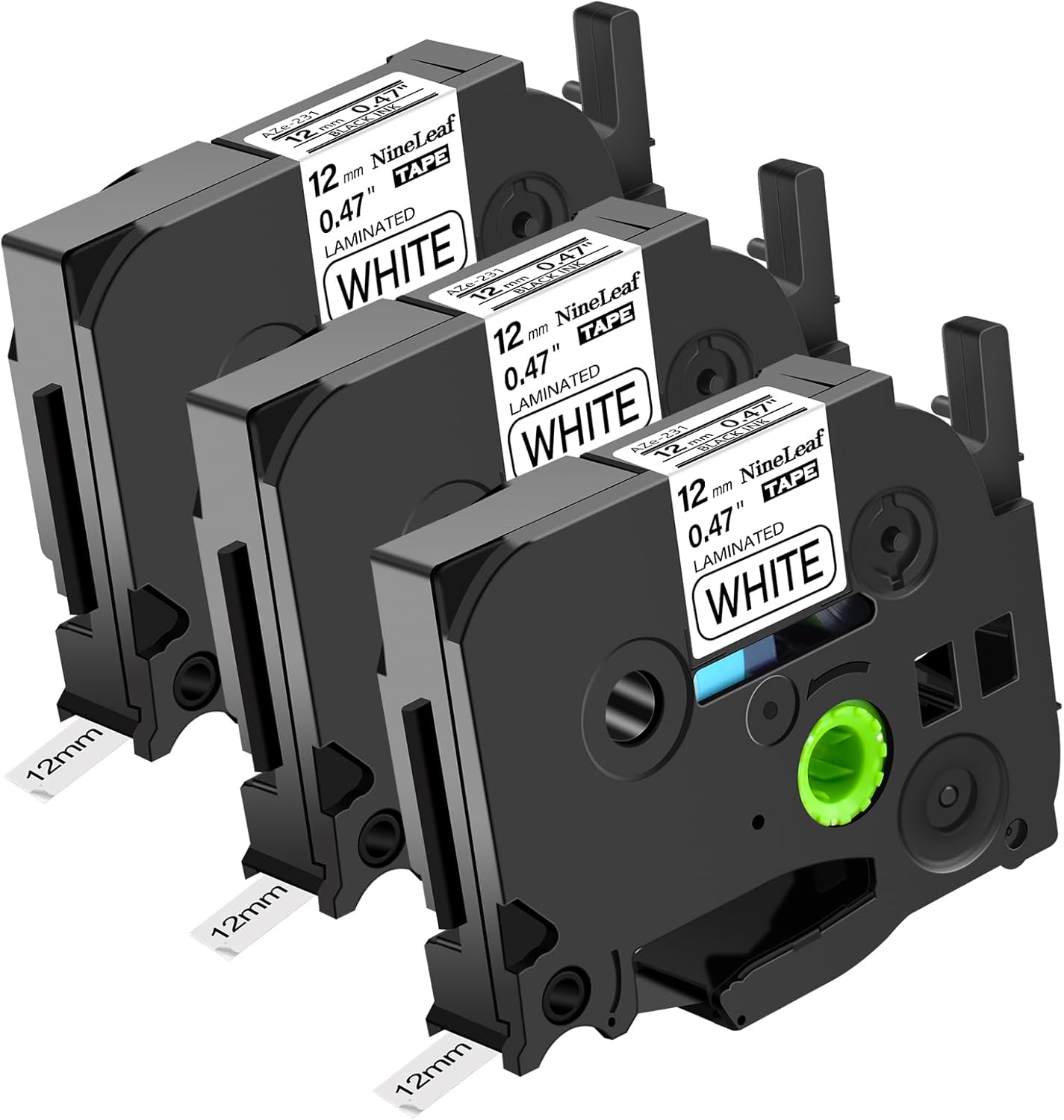 NineLeaf 3 X Laminated Label Tape 12mm