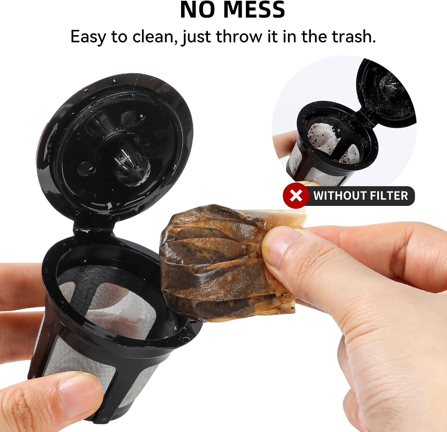 Detalle 2 de Fanativita KCUPFILTER-LID K-Cup Coffee Filters with Lids, Unbleached, 300 Count