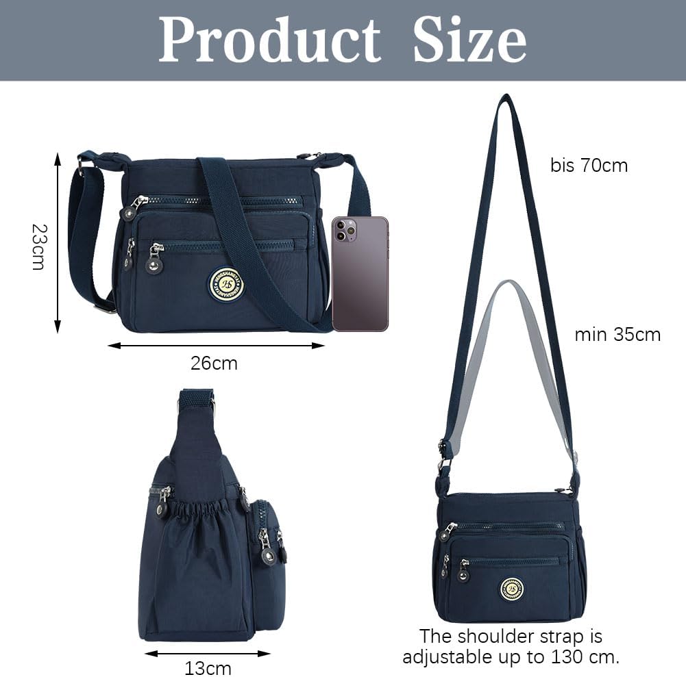 Detalle de Aucuu Nylon Umhängetasche Damen 3 Vordertaschen