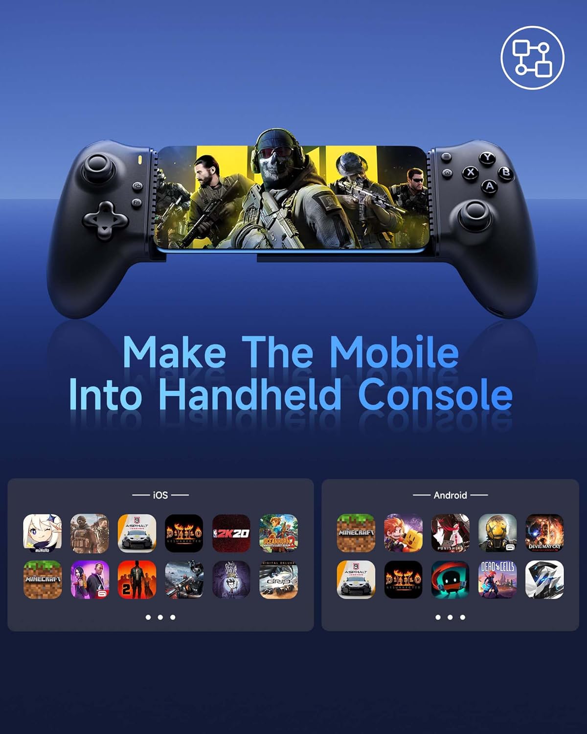 Thumbnail 2 de EasySMX M15 Bluetooth Mobile Game Controller for Android & iPhone with Hall Joysticks and Mechanical Triggers