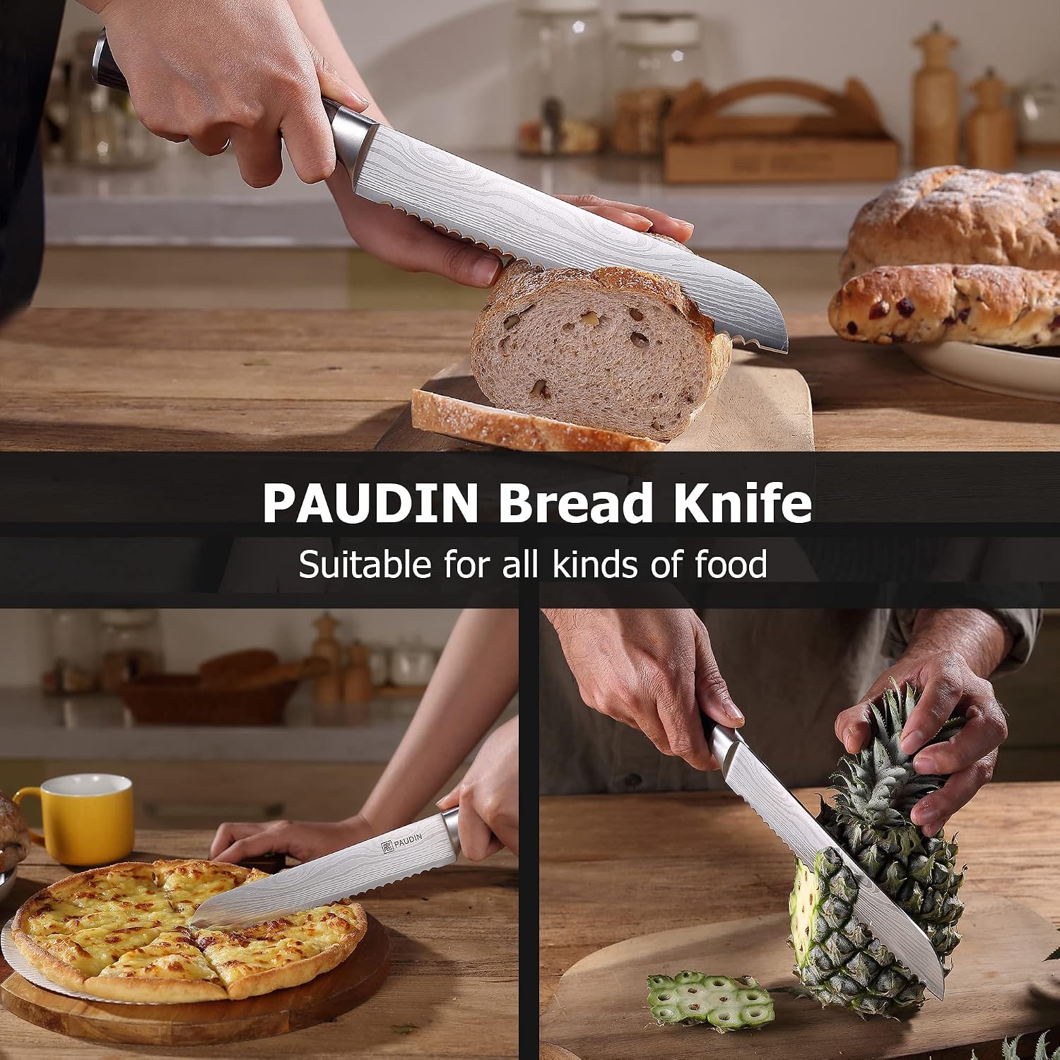 Thumbnail 4 de PAUDIN N4 8-Inch Bread Knife with Serrated High-Carbon Stainless Steel Blade