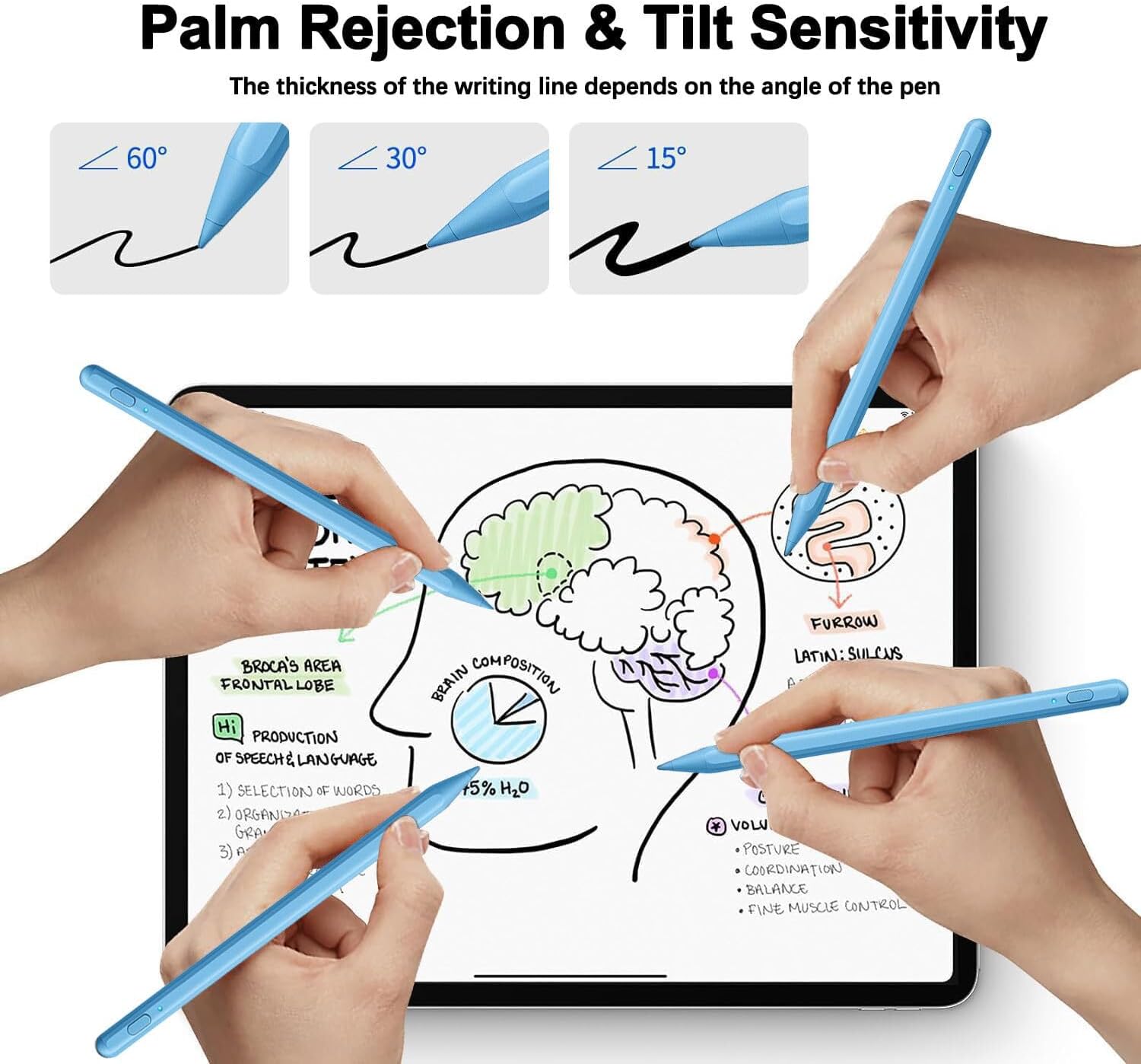 Detalle de SuitMeeUp Stylus Pen for iPad (11th & 10th Gen): Palm Rejection, Tilt Sensitivity, Magnetic Attachment