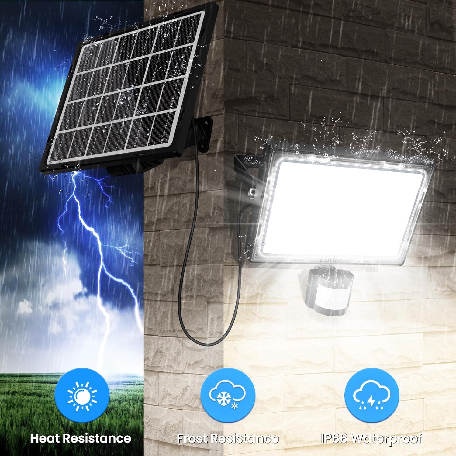 Thumbnail 5 de Linke 30W Solar Flood Lights Outdoor Motion Sensor (IP66) with Remote Control